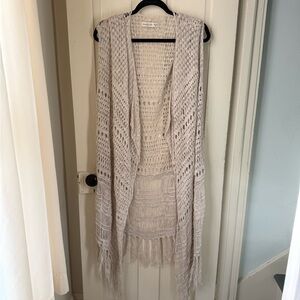 Abercrombie & Fitch Beige Open-Knit Poncho